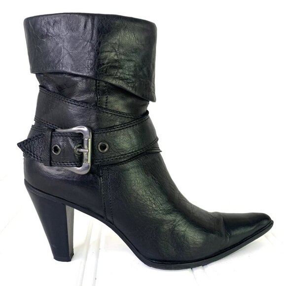 FX BLACK LEATHER BOOTS ANKLE BOOTS ANTI GRIP  SOLE MADE IN ITALY WOMEN SIZE 37 - Picture 1 of 14
